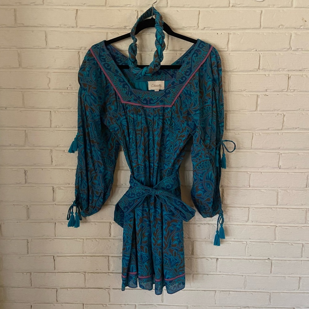 Cleobella Teal and Pink Long Sleeve Dress + Headband